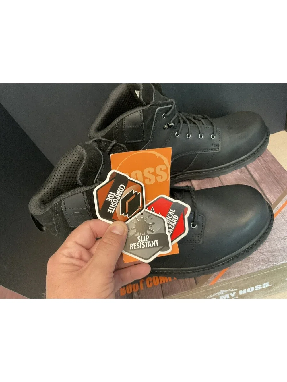 New! HOSS Boot Company Carson 6 Inch Comp Toe Work Boots. Size 10.5-6E Wide.